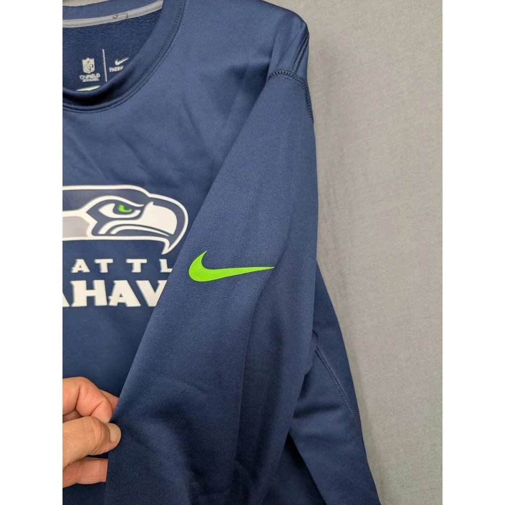 Nike Seattle Seahawks Men's Navy Blue Crewneck Sweatshirt Fleece Pullover‎ ML